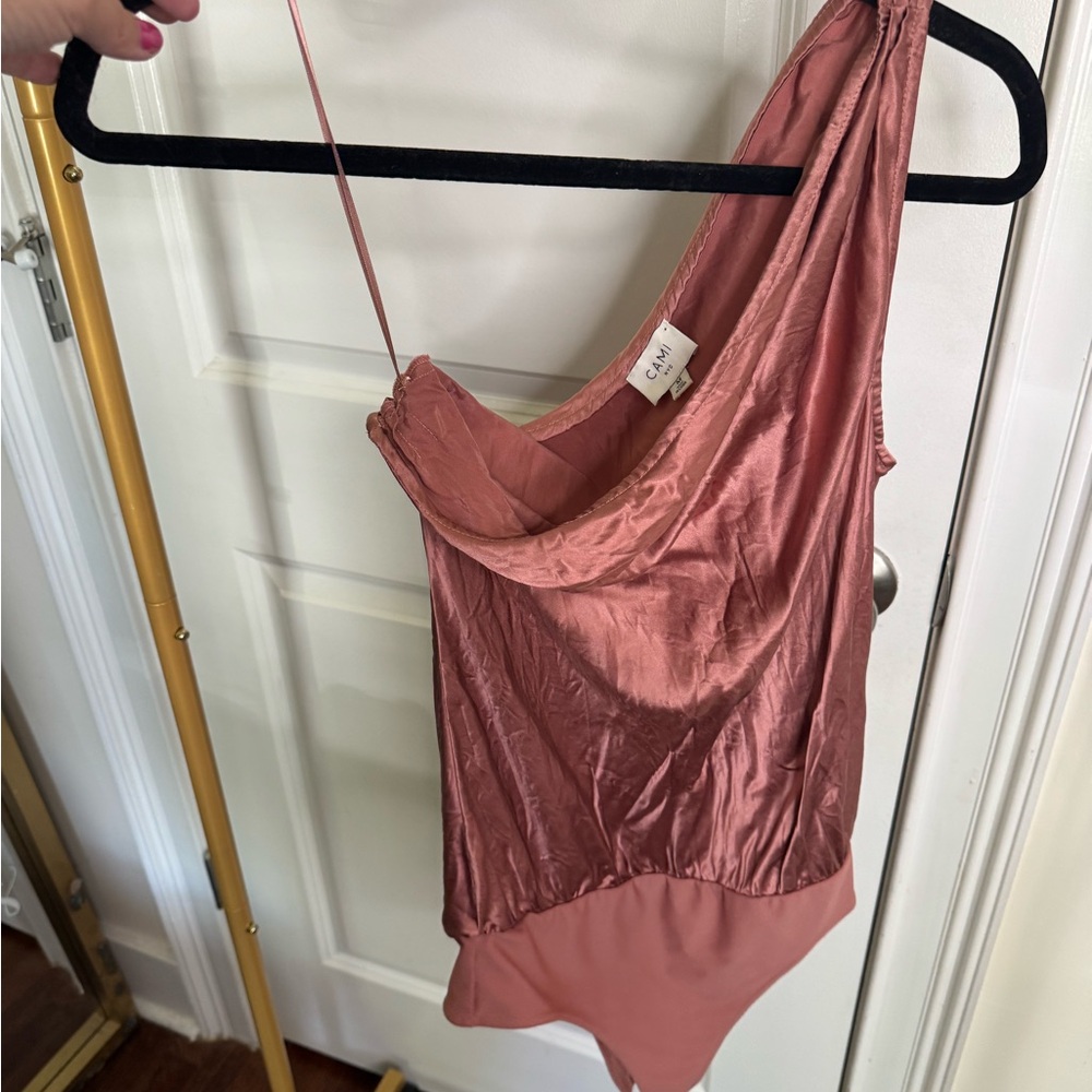 CAMI NYC Dusty Rose Satin Bodysuit